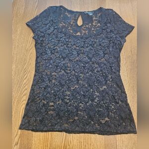 White House Black Market Lace Top, Sz Large, GUC